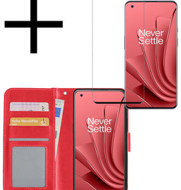 NoXx OnePlus 10 Pro Hoesje Bookcase Rood Met Screenprotector