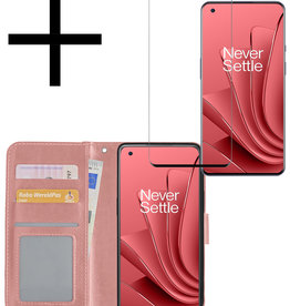 NoXx NoXx OnePlus 10 Pro Hoesje Bookcase Rose Goud Met Screenprotector
