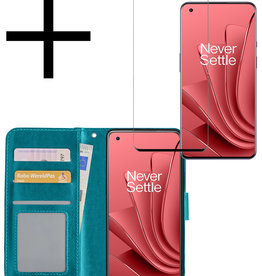 NoXx OnePlus 10 Pro Hoesje Bookcase Turquoise Met Screenprotector