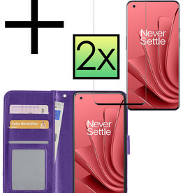 NoXx NoXx OnePlus 10 Pro Hoesje Bookcase Paars Met 2x Screenprotector