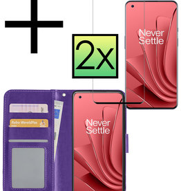 NoXx OnePlus 10 Pro Hoesje Bookcase Paars Met 2x Screenprotector