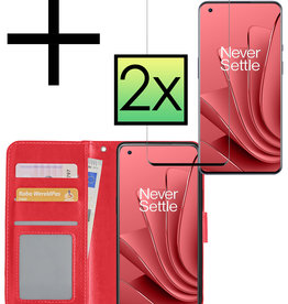 NoXx OnePlus 10 Pro Hoesje Bookcase Rood Met 2x Screenprotector