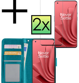 NoXx OnePlus 10 Pro Hoesje Bookcase Turquoise Met 2x Screenprotector