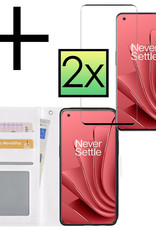 NoXx Hoes Geschikt voor OnePlus 10 Pro Hoesje Book Case Hoes Flip Cover Wallet Bookcase Met 2x Screenprotector - Wit