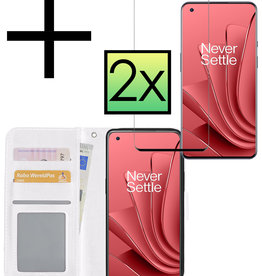 NoXx OnePlus 10 Pro Hoesje Bookcase Wit Met 2x Screenprotector