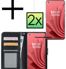 NoXx OnePlus 10 Pro Hoesje Bookcase Zwart Met 2x Screenprotector