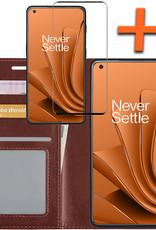Nomfy Hoesje Geschikt voor OnePlus 10 Pro Hoes Bookcase Flipcase Book Cover Met Screenprotector - Hoes Geschikt voor OnePlus 10 Pro Hoesje Book Case - Bruin