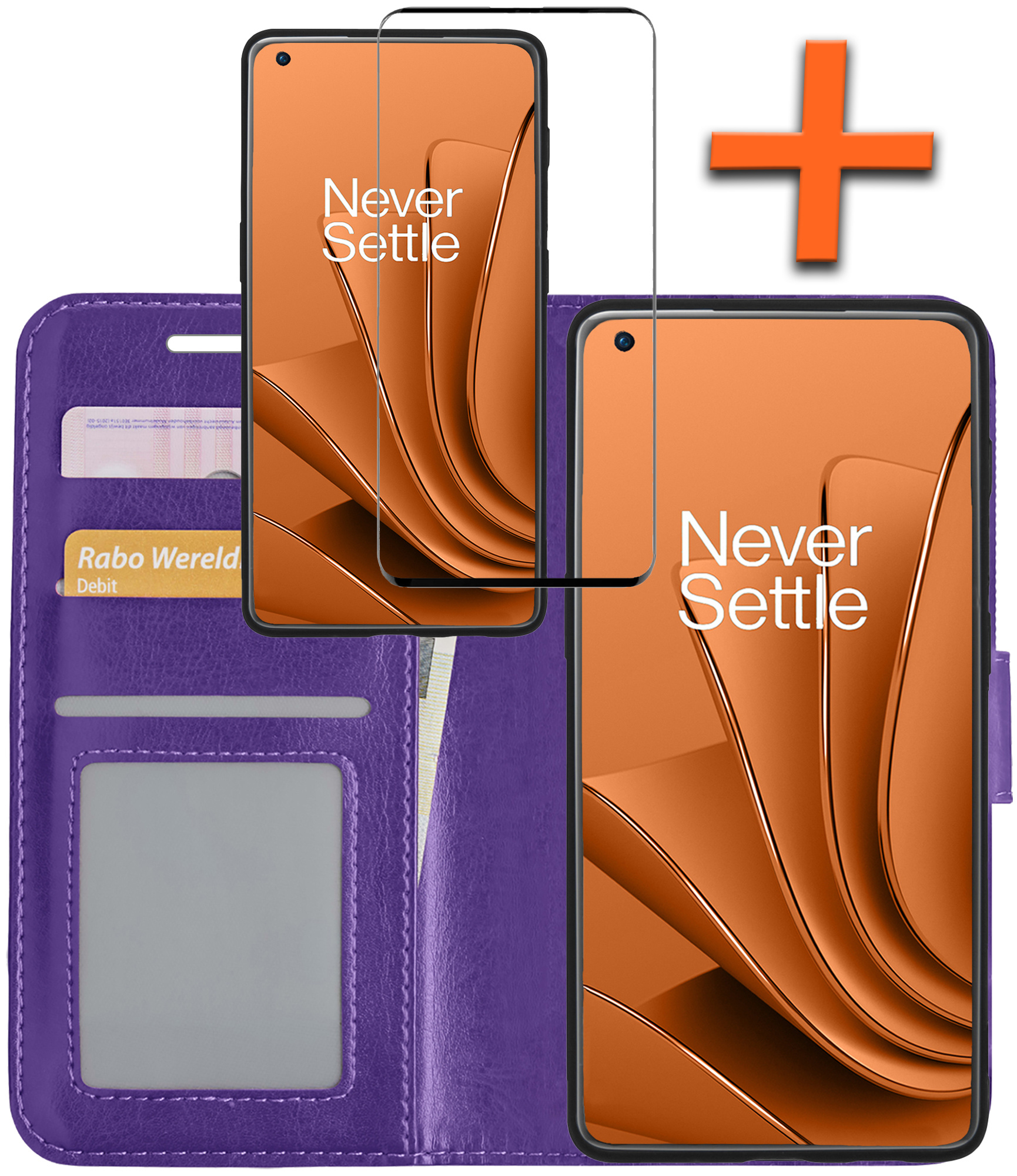 Nomfy Hoesje Geschikt voor OnePlus 10 Pro Hoes Bookcase Flipcase Book Cover Met Screenprotector - Hoes Geschikt voor OnePlus 10 Pro Hoesje Book Case - Paars