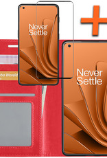Nomfy Hoesje Geschikt voor OnePlus 10 Pro Hoes Bookcase Flipcase Book Cover Met Screenprotector - Hoes Geschikt voor OnePlus 10 Pro Hoesje Book Case - Rood