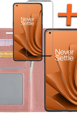 Nomfy Hoesje Geschikt voor OnePlus 10 Pro Hoes Bookcase Flipcase Book Cover Met Screenprotector - Hoes Geschikt voor OnePlus 10 Pro Hoesje Book Case - Rosé goud