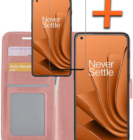 Nomfy OnePlus 10 Pro Hoesje Bookcase Rose Goud Met Screenprotector