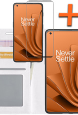 Nomfy Hoesje Geschikt voor OnePlus 10 Pro Hoes Bookcase Flipcase Book Cover Met Screenprotector - Hoes Geschikt voor OnePlus 10 Pro Hoesje Book Case - Wit