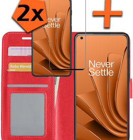 Nomfy Nomfy OnePlus 10 Pro Hoesje Bookcase Rood Met 2x Screenprotector