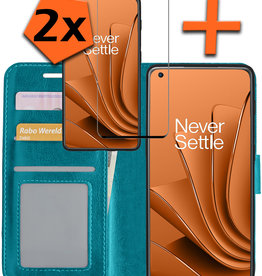 Nomfy OnePlus 10 Pro Hoesje Bookcase Turquoise Met 2x Screenprotector