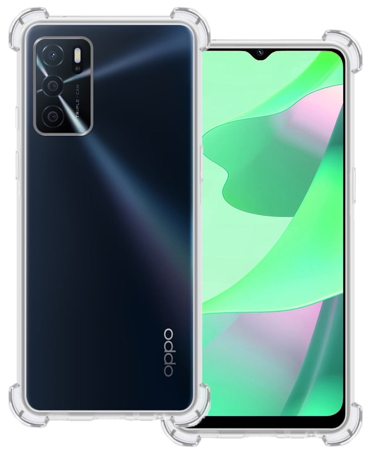 BASEY. Hoes Geschikt voor OPPO A16 Hoesje Shock Proof Case Hoes Siliconen - Hoesje Geschikt voor OPPO A16 Hoes Cover Shockproof - Transparant