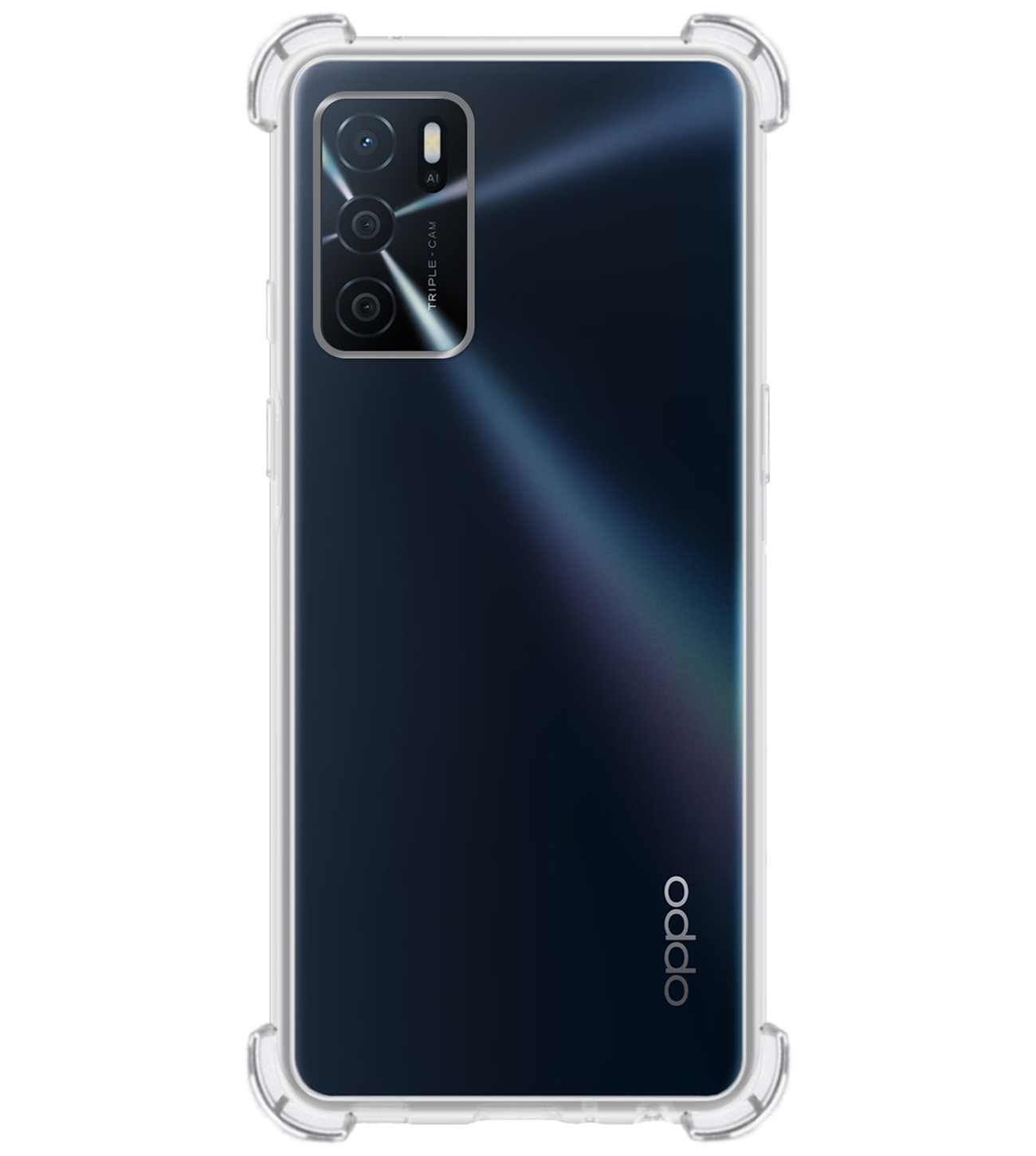 BASEY. Hoes Geschikt voor OPPO A16 Hoesje Shock Proof Case Hoes Siliconen - Hoesje Geschikt voor OPPO A16 Hoes Cover Shockproof - Transparant - 2 Stuks
