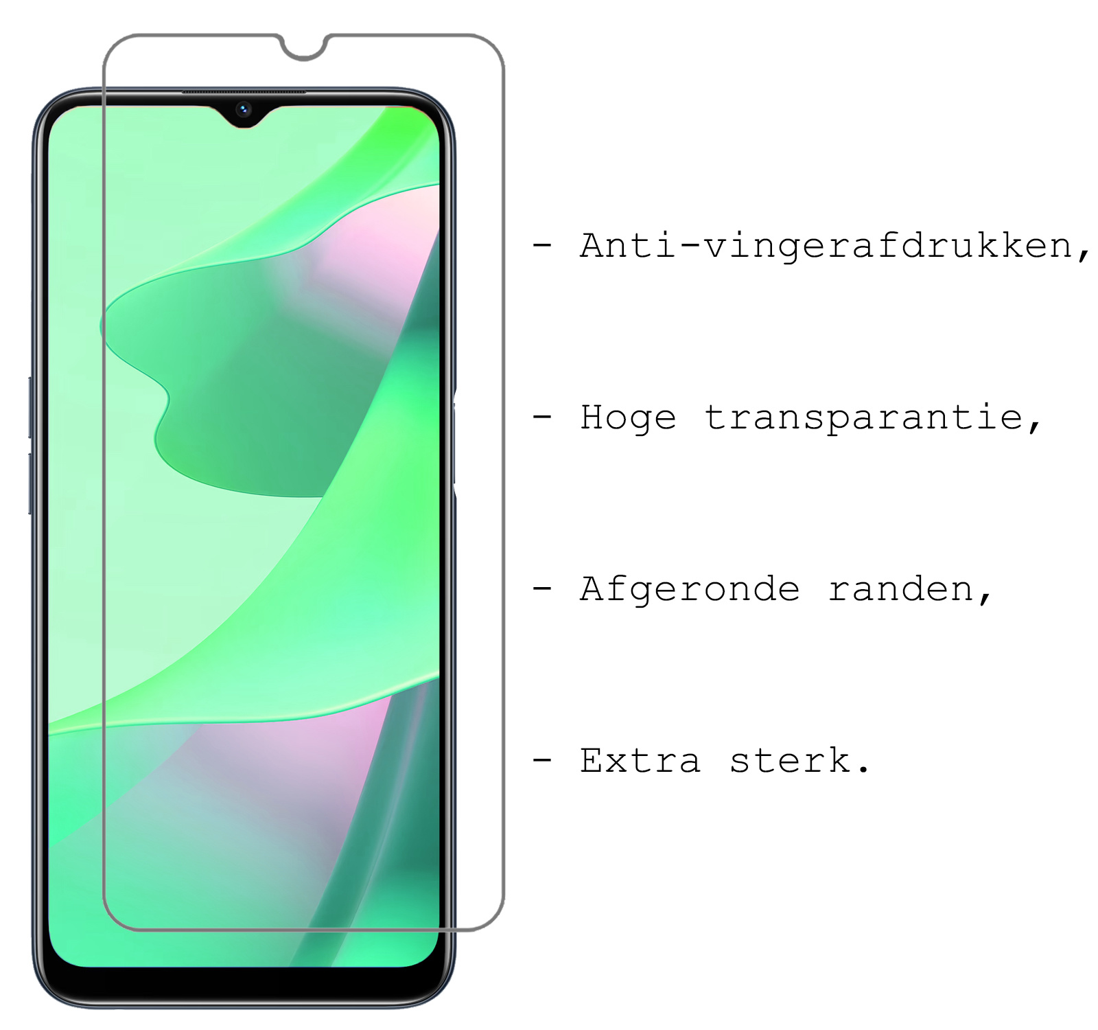 BASEY. Screenprotector Geschikt voor OPPO A16 Screenprotector Tempered Glass - Screenprotector Geschikt voor OPPO A16 Beschermglas Screen Protector Glas