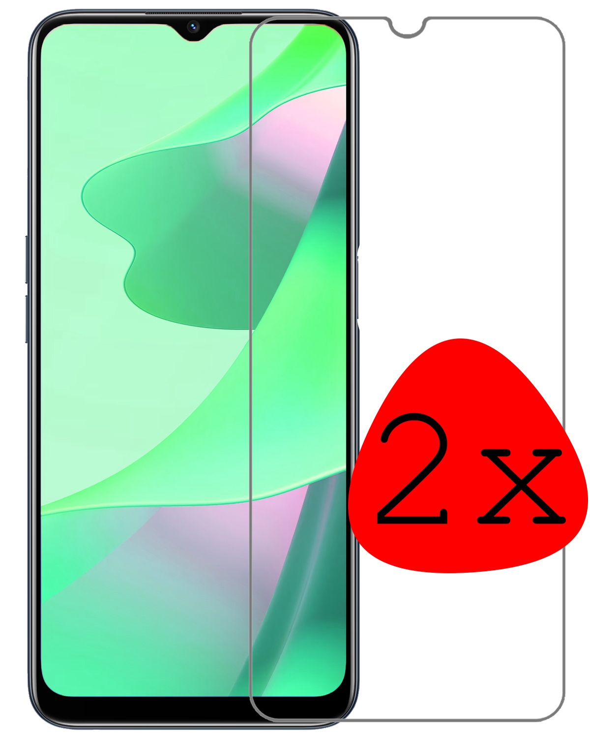 BASEY. Screenprotector Geschikt voor OPPO A16 Screenprotector Tempered Glass - Screenprotector Geschikt voor OPPO A16 Beschermglas Screen Protector Glas - 2 Stuks