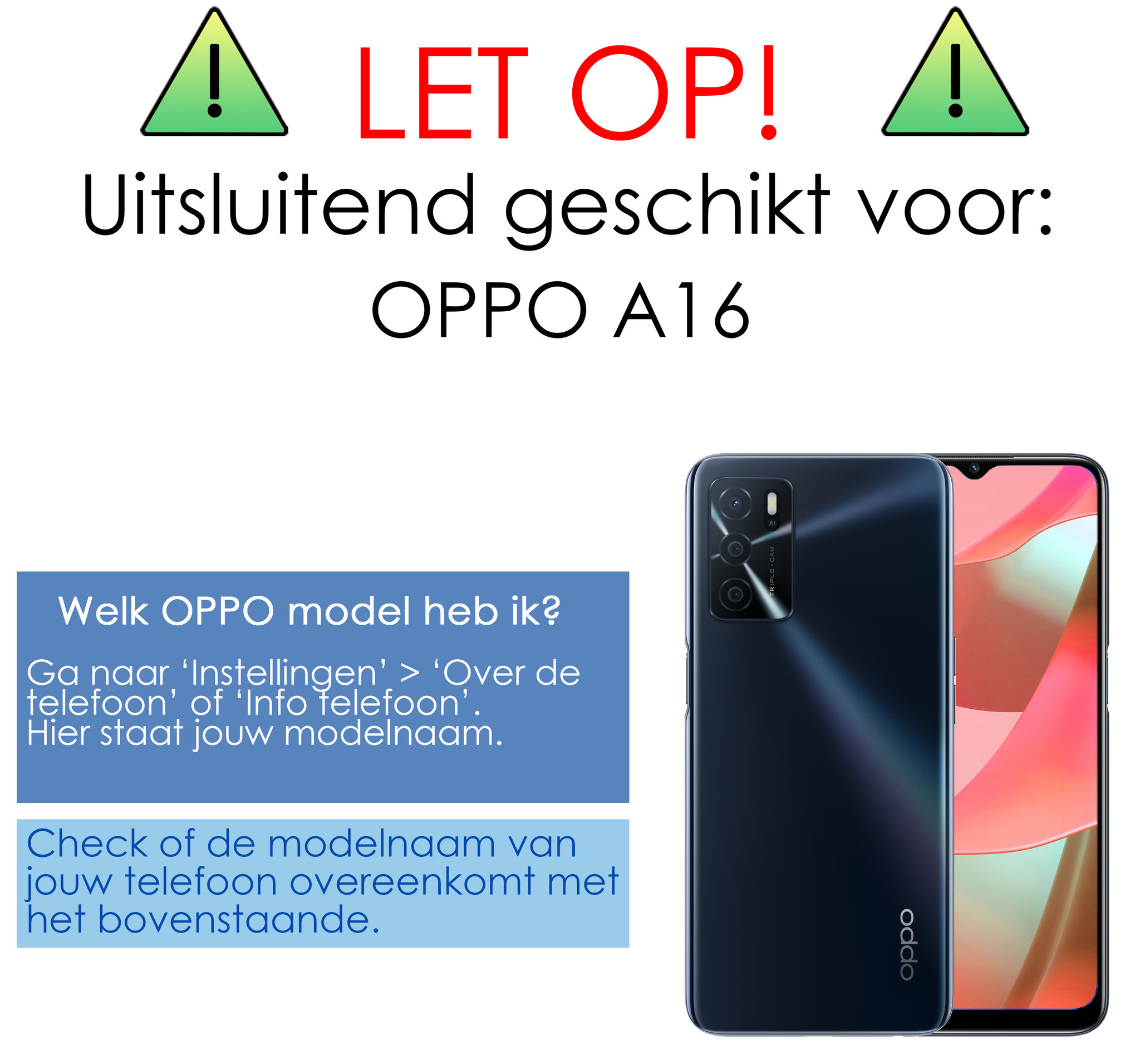 NoXx Screenprotector Geschikt voor OPPO A16 Screenprotector Tempered Glass Gehard Glas Beschermglas - 3x