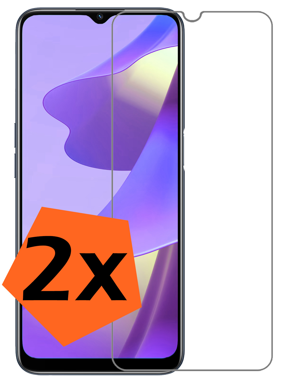 Nomfy Screenprotector Geschikt voor OPPO A16 Screenprotector Bescherm Glas Tempered Glass - Screenprotector Geschikt voor OPPO A16 Screen Protector - 2 PACK