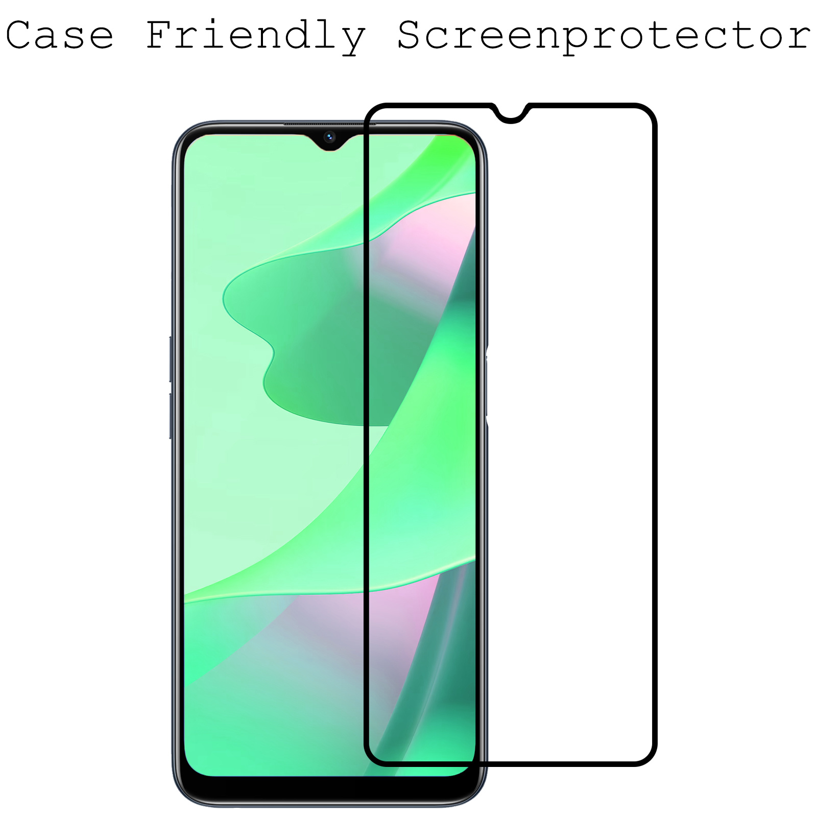 BASEY. OPPO A16 Screenprotector 3D Tempered Glass - OPPO A16 Beschermglas Full Cover - OPPO A16 Screen Protector 3D