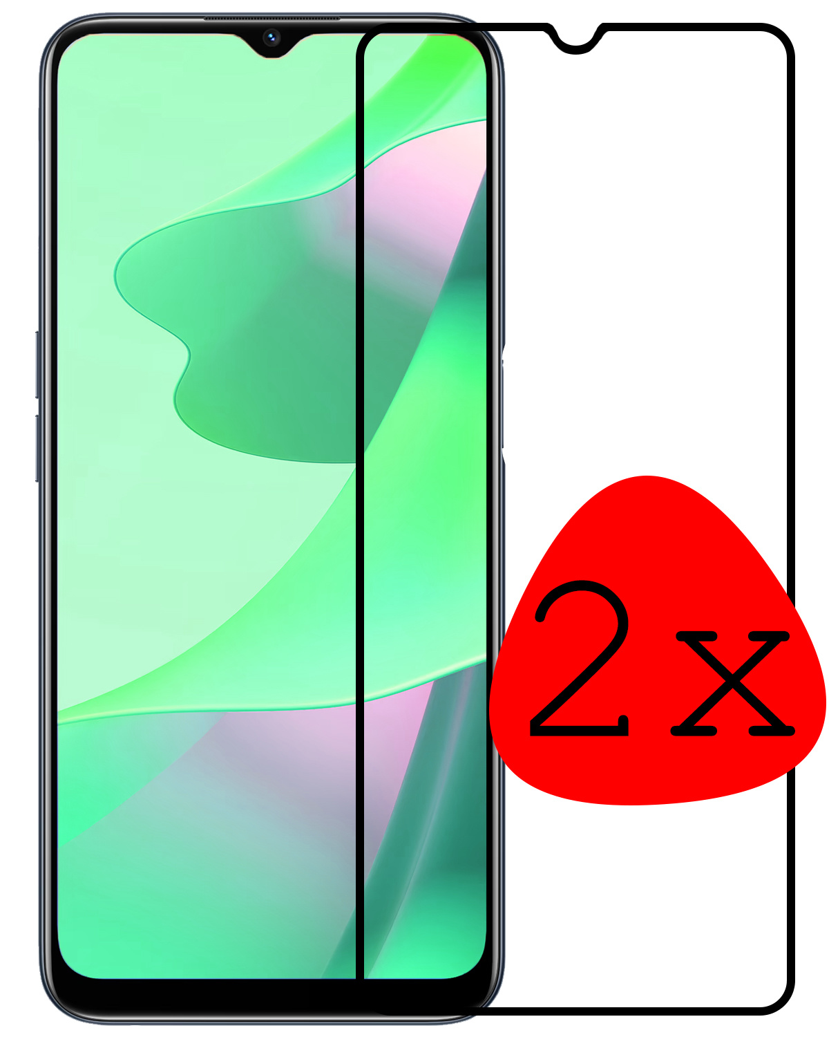 BASEY. Screenprotector Geschikt voor OPPO A16 Screenprotector Beschermglas Full Cover - Screenprotector Geschikt voor OPPO A16 Screen Protector Full Cover - 2 Stuks
