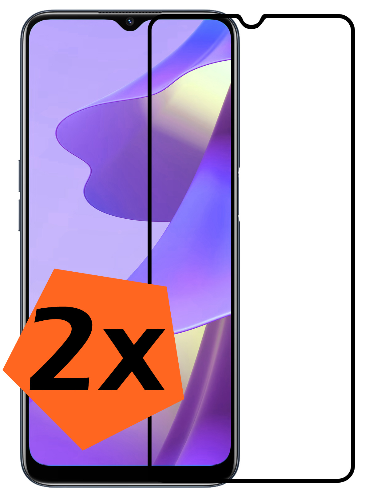 Nomfy Screenprotector Geschikt voor OPPO A16 Screenprotector Bescherm Glas - Screenprotector Geschikt voor OPPO A16 Screen Protector Tempered Glass Full Screen Full Cover - 2 PACK