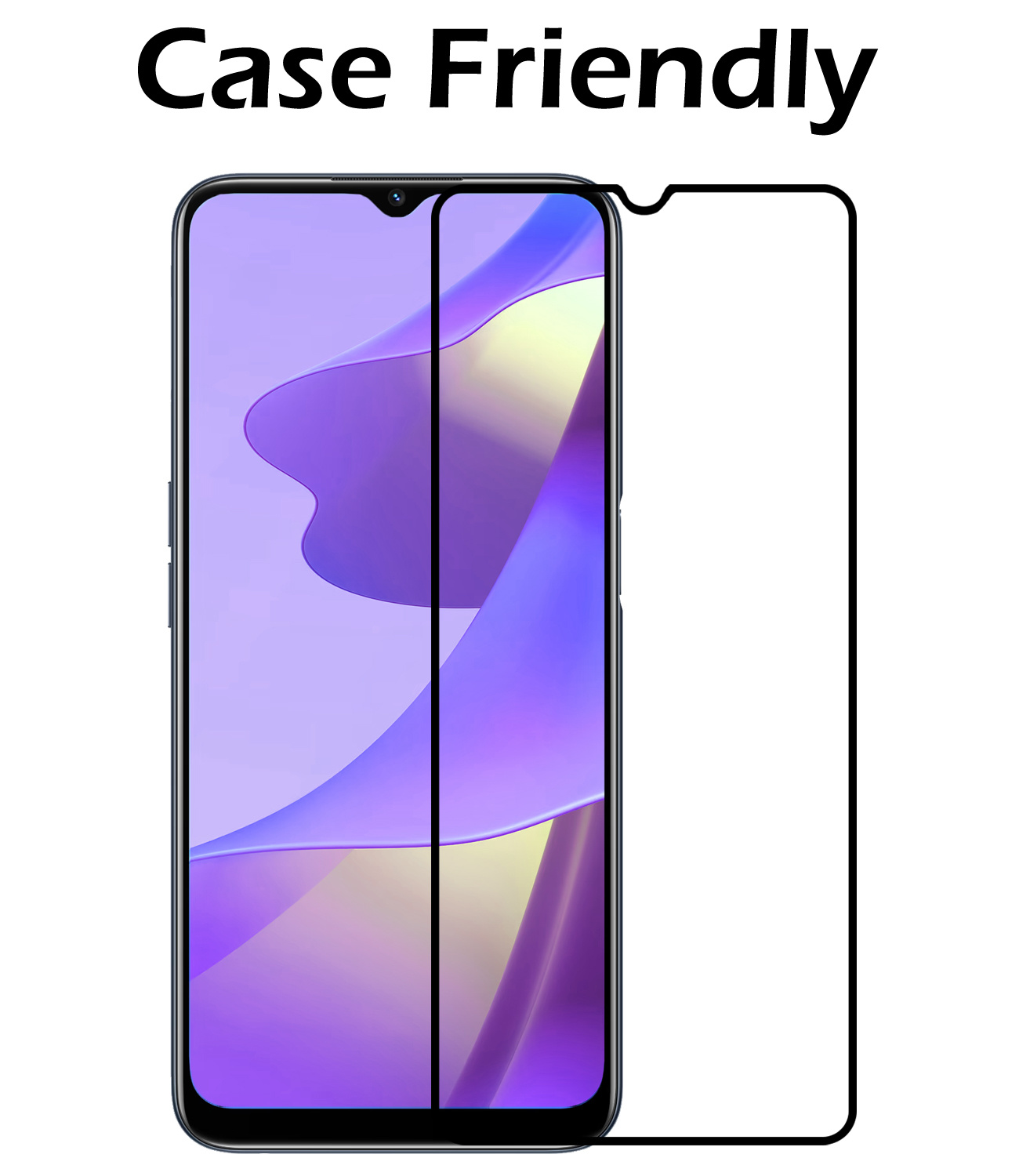 Nomfy Screenprotector Geschikt voor OPPO A16 Screenprotector Bescherm Glas - Screenprotector Geschikt voor OPPO A16 Screen Protector Tempered Glass Full Screen Full Cover - 2 PACK