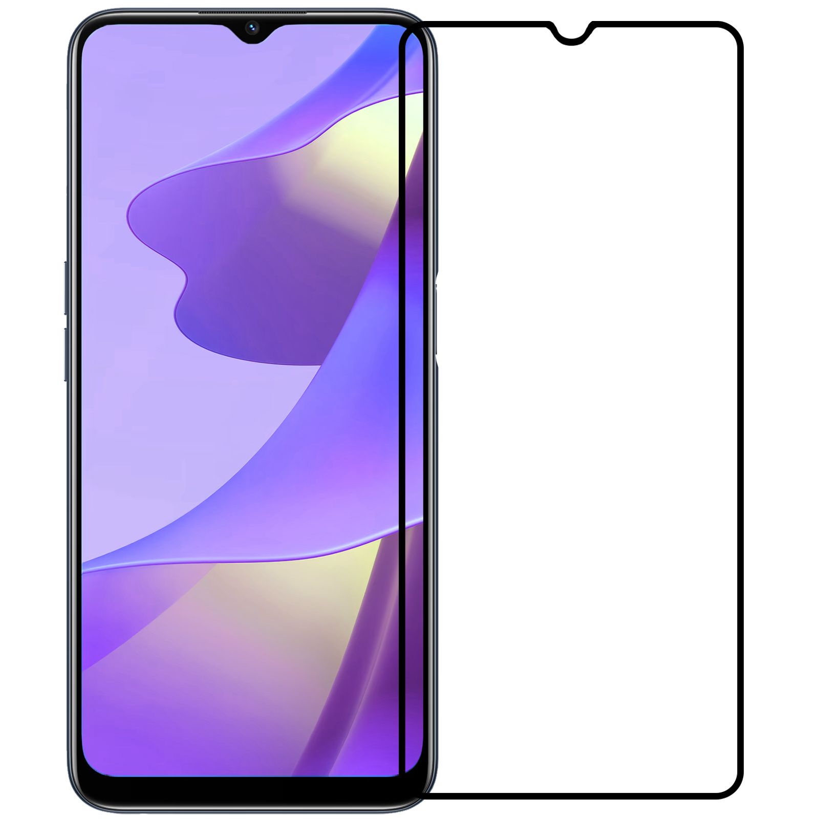 Nomfy Screenprotector Geschikt voor OPPO A16 Screenprotector Bescherm Glas - Screenprotector Geschikt voor OPPO A16 Screen Protector Tempered Glass Full Screen Full Cover - 2 PACK