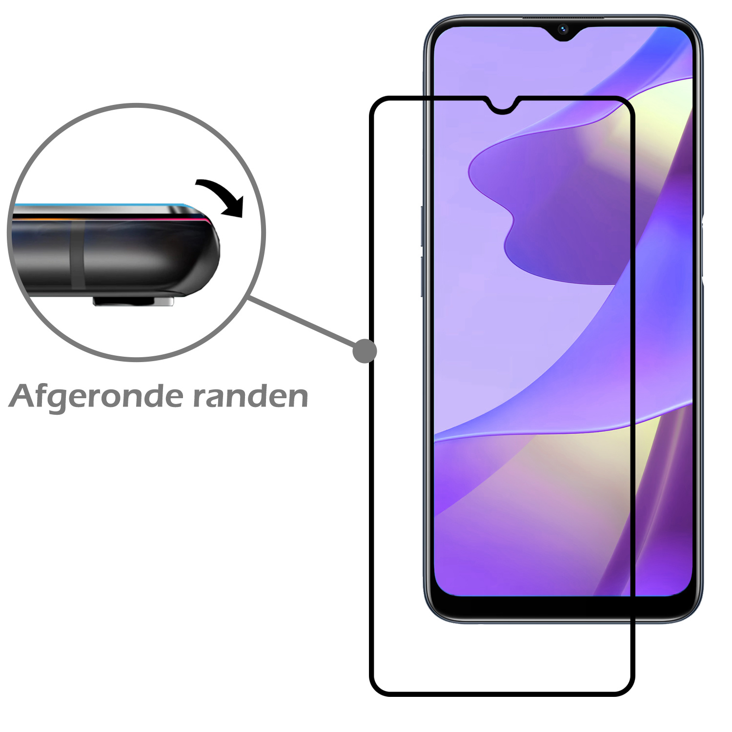 Nomfy Screenprotector Geschikt voor OPPO A16 Screenprotector Bescherm Glas - Screenprotector Geschikt voor OPPO A16 Screen Protector Tempered Glass Full Screen Full Cover - 3 PACK