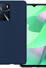 BASEY. Hoes Geschikt voor OPPO A16 Hoesje Siliconen Back Cover Case - Hoesje Geschikt voor OPPO A16 Hoes Cover Hoesje - Donkerblauw