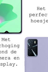 BASEY. Hoes Geschikt voor OPPO A16 Hoesje Siliconen Back Cover Case - Hoesje Geschikt voor OPPO A16 Hoes Cover Hoesje - Lila
