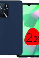 BASEY. Hoes Geschikt voor OPPO A16 Hoesje Siliconen Back Cover Case - Hoesje Geschikt voor OPPO A16 Hoes Cover Hoesje - Donkerblauw - 2 Stuks