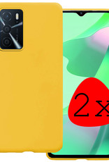 BASEY. Hoes Geschikt voor OPPO A16 Hoesje Siliconen Back Cover Case - Hoesje Geschikt voor OPPO A16 Hoes Cover Hoesje - Geel - 2 Stuks