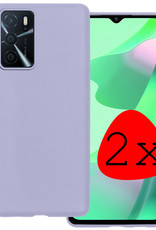 BASEY. Hoes Geschikt voor OPPO A16 Hoesje Siliconen Back Cover Case - Hoesje Geschikt voor OPPO A16 Hoes Cover Hoesje - Lila - 2 Stuks