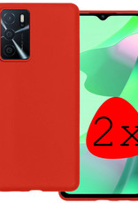BASEY. Hoes Geschikt voor OPPO A16 Hoesje Siliconen Back Cover Case - Hoesje Geschikt voor OPPO A16 Hoes Cover Hoesje - Rood - 2 Stuks
