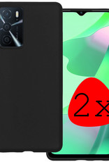 BASEY. Hoes Geschikt voor OPPO A16 Hoesje Siliconen Back Cover Case - Hoesje Geschikt voor OPPO A16 Hoes Cover Hoesje - Zwart - 2 Stuks