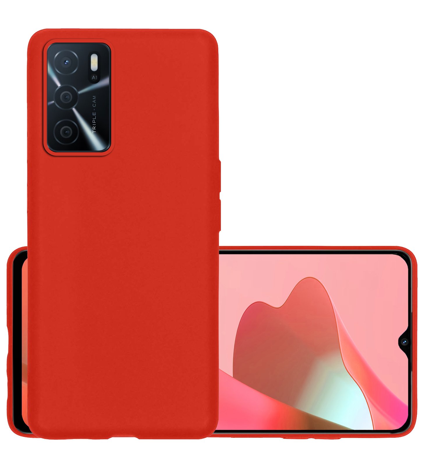 NoXx Hoes Geschikt voor OPPO A16 Hoesje Cover Siliconen Back Case Hoes - Rood