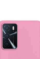 NoXx Hoes Geschikt voor OPPO A16 Hoesje Cover Siliconen Back Case Hoes - Lichtroze