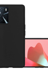 NoXx Hoes Geschikt voor OPPO A16 Hoesje Cover Siliconen Back Case Hoes - Zwart