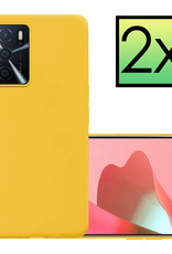 NoXx Hoes Geschikt voor OPPO A16 Hoesje Cover Siliconen Back Case Hoes - Geel - 2x