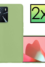 NoXx Hoes Geschikt voor OPPO A16 Hoesje Cover Siliconen Back Case Hoes - Groen - 2x