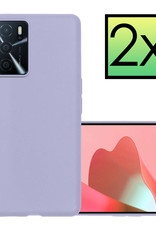 NoXx Hoes Geschikt voor OPPO A16 Hoesje Cover Siliconen Back Case Hoes - Lila - 2x