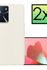 NoXx Hoes Geschikt voor OPPO A16 Hoesje Cover Siliconen Back Case Hoes - Wit - 2x