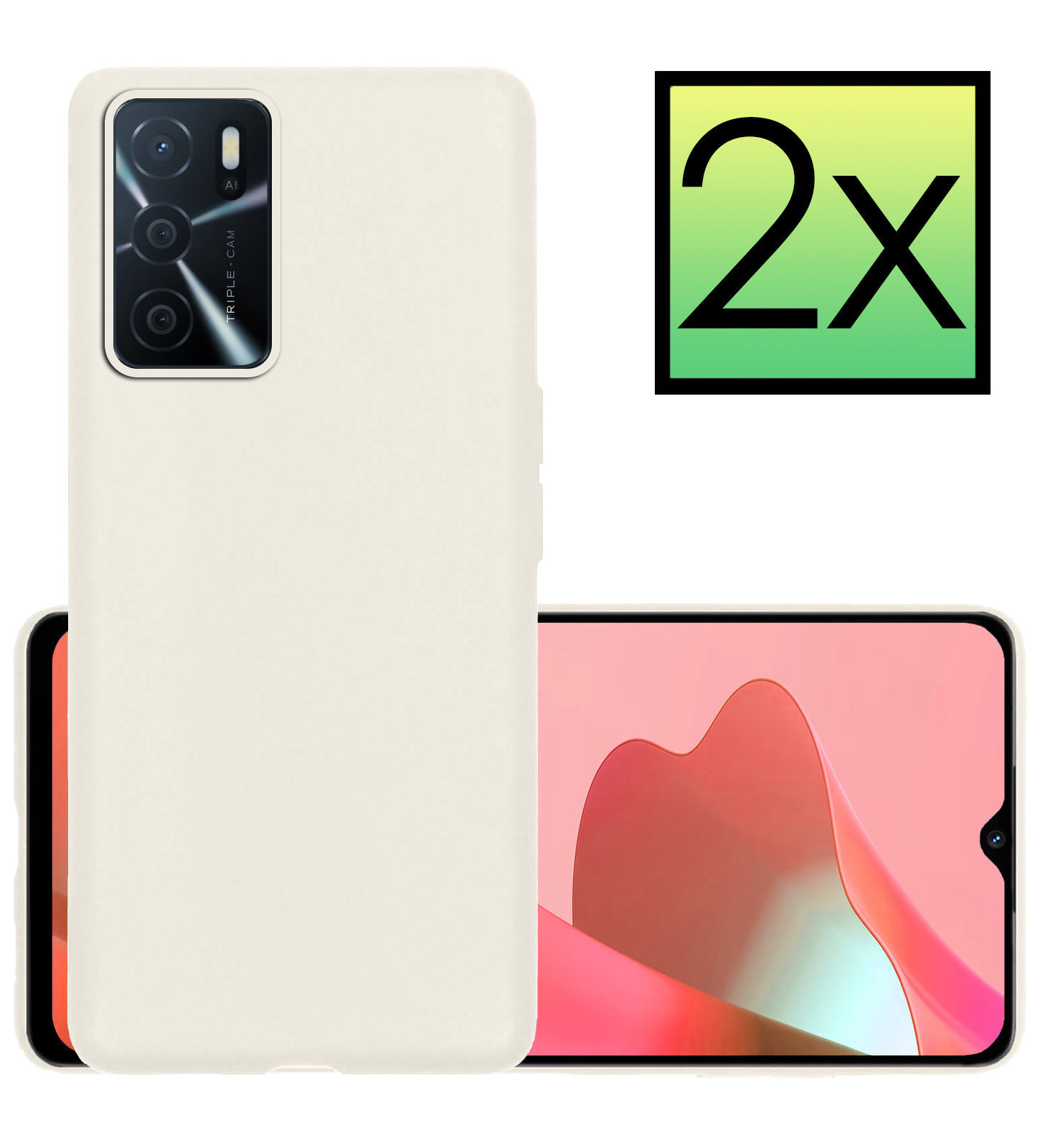 NoXx Hoes Geschikt voor OPPO A16 Hoesje Cover Siliconen Back Case Hoes - Wit - 2x