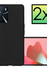 NoXx Hoes Geschikt voor OPPO A16 Hoesje Cover Siliconen Back Case Hoes - Zwart - 2x