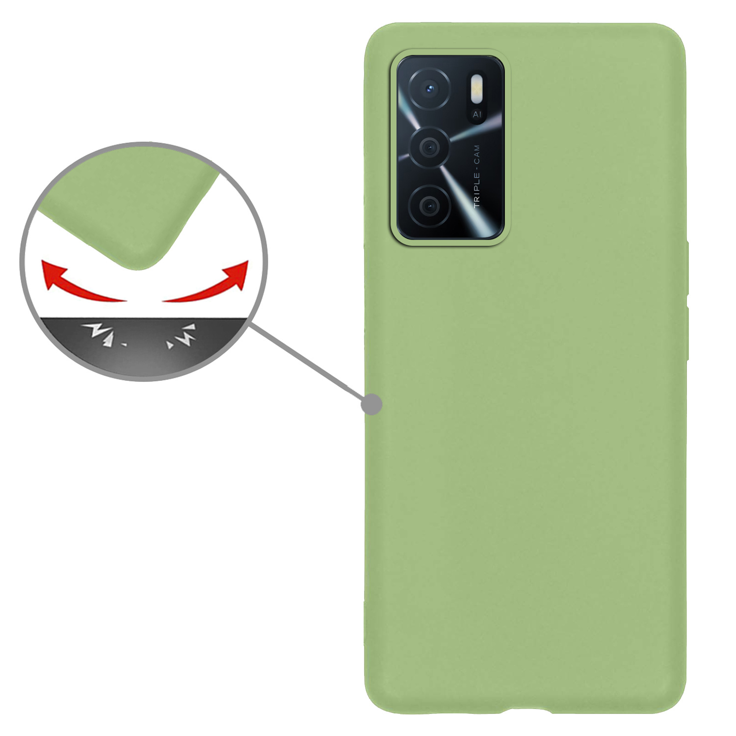 Nomfy Hoesje Geschikt voor OPPO A16 Hoesje Siliconen Cover Case - Hoes Geschikt voor OPPO A16 Hoes Back Case - Groen