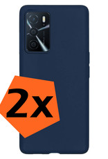 Nomfy Hoesje Geschikt voor OPPO A16 Hoesje Siliconen Cover Case - Hoes Geschikt voor OPPO A16 Hoes Back Case - 2-PACK - Donkerblauw