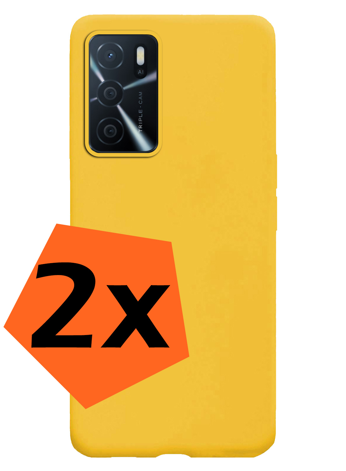Nomfy Hoesje Geschikt voor OPPO A16 Hoesje Siliconen Cover Case - Hoes Geschikt voor OPPO A16 Hoes Back Case - 2-PACK - Geel