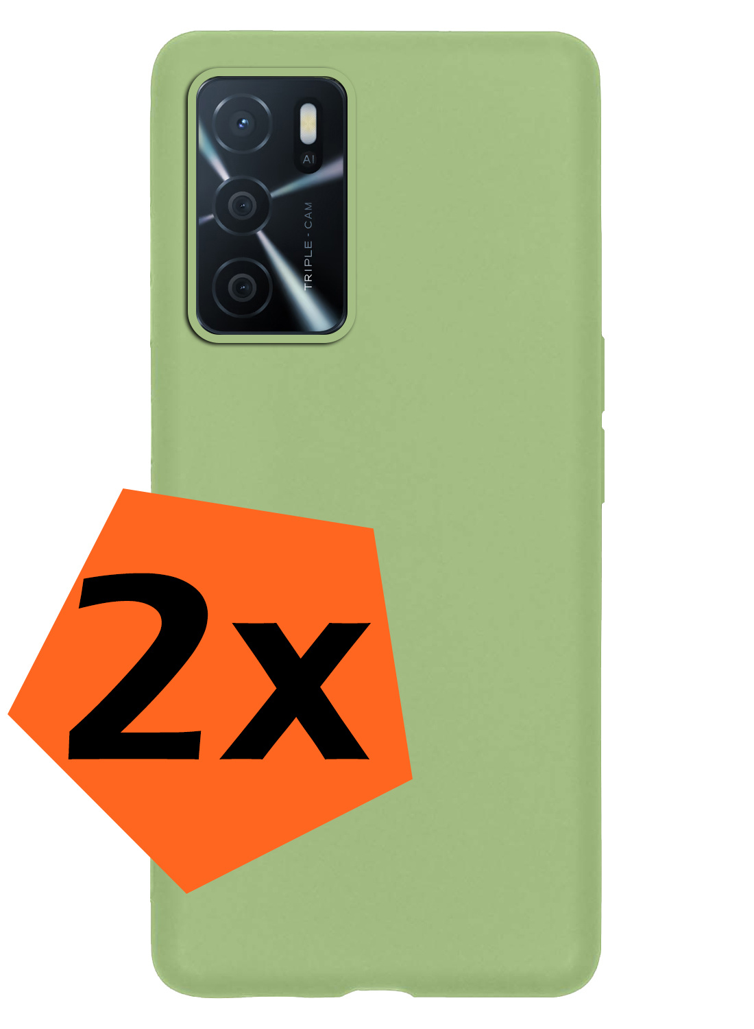 Nomfy Hoesje Geschikt voor OPPO A16 Hoesje Siliconen Cover Case - Hoes Geschikt voor OPPO A16 Hoes Back Case - 2-PACK - Groen